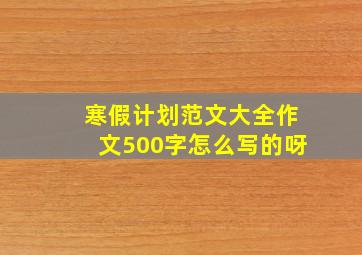 寒假计划范文大全作文500字怎么写的呀