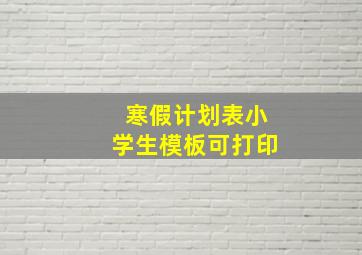 寒假计划表小学生模板可打印