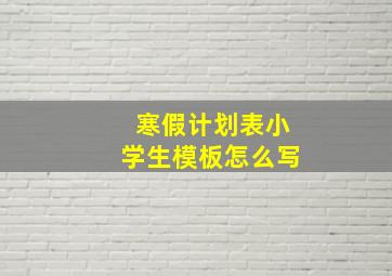 寒假计划表小学生模板怎么写