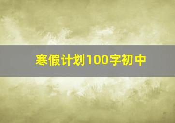 寒假计划100字初中