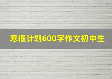 寒假计划600字作文初中生