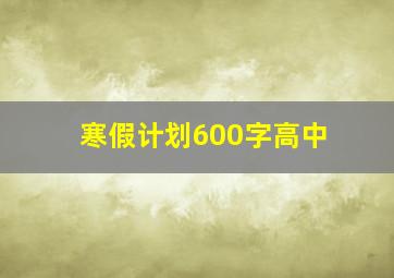 寒假计划600字高中