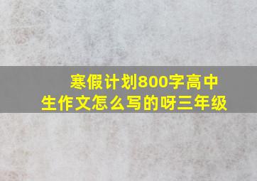 寒假计划800字高中生作文怎么写的呀三年级