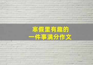 寒假里有趣的一件事满分作文