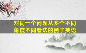 对同一个问题从多个不同角度不同看法的例子英语