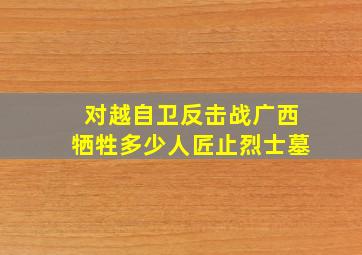 对越自卫反击战广西牺牲多少人匠止烈士墓