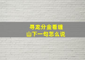 寻龙分金看缠山下一句怎么说