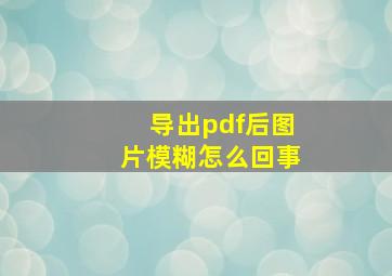 导出pdf后图片模糊怎么回事