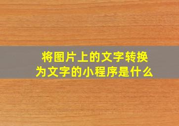 将图片上的文字转换为文字的小程序是什么