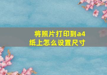 将照片打印到a4纸上怎么设置尺寸