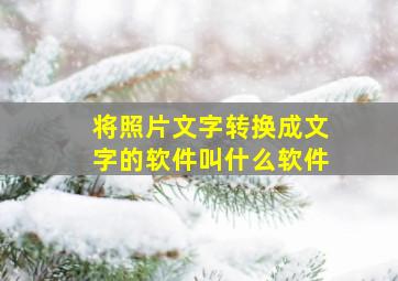 将照片文字转换成文字的软件叫什么软件