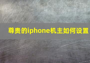 尊贵的iphone机主如何设置