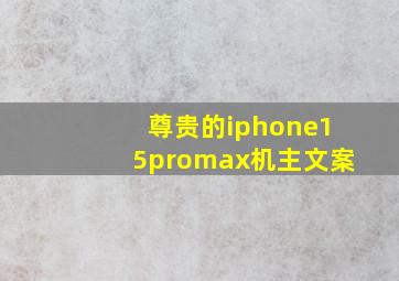 尊贵的iphone15promax机主文案