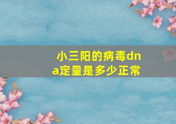 小三阳的病毒dna定量是多少正常