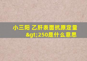 小三阳 乙肝表面抗原定量>250是什么意思