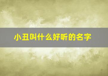 小丑叫什么好听的名字