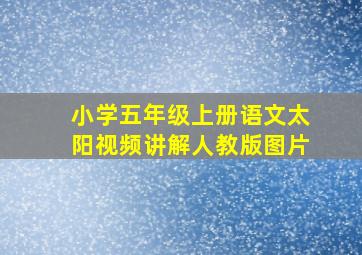 小学五年级上册语文太阳视频讲解人教版图片