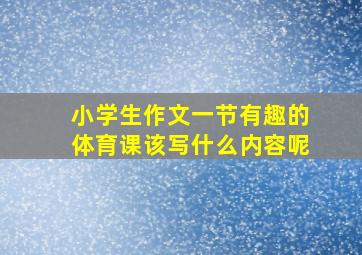 小学生作文一节有趣的体育课该写什么内容呢