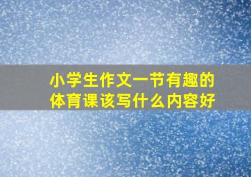 小学生作文一节有趣的体育课该写什么内容好