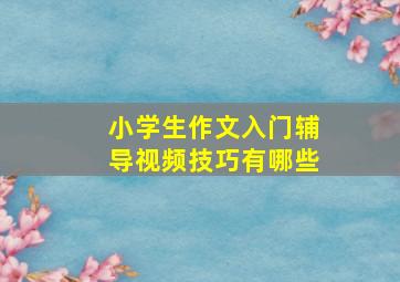 小学生作文入门辅导视频技巧有哪些