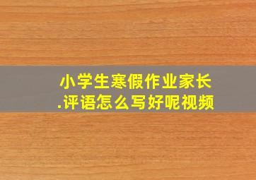 小学生寒假作业家长.评语怎么写好呢视频