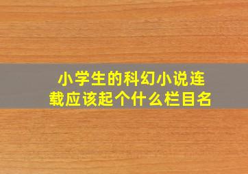 小学生的科幻小说连载应该起个什么栏目名