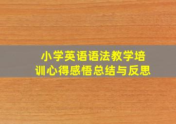 小学英语语法教学培训心得感悟总结与反思