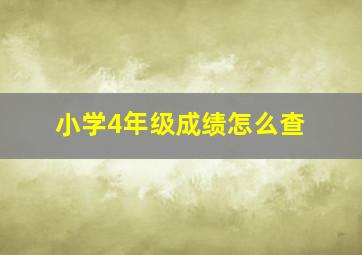 小学4年级成绩怎么查