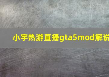 小宇热游直播gta5mod解说