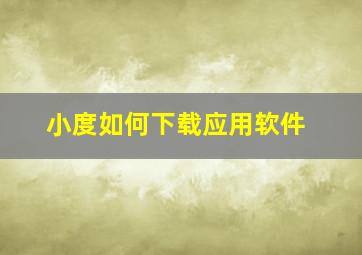 小度如何下载应用软件