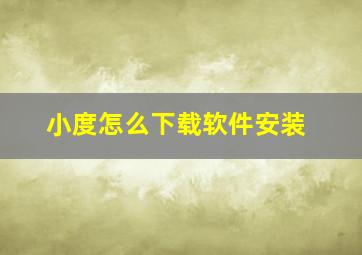 小度怎么下载软件安装