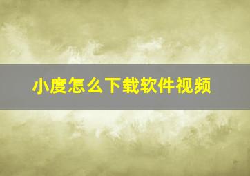 小度怎么下载软件视频