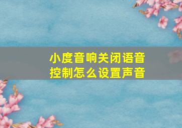 小度音响关闭语音控制怎么设置声音