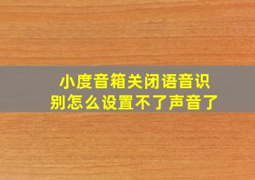 小度音箱关闭语音识别怎么设置不了声音了