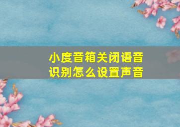 小度音箱关闭语音识别怎么设置声音