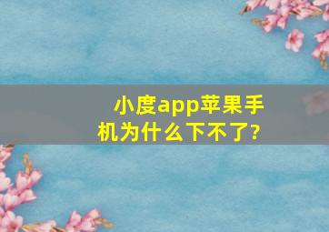 小度app苹果手机为什么下不了?