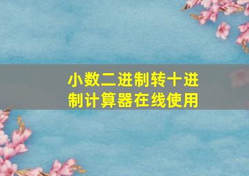 小数二进制转十进制计算器在线使用