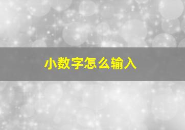 小数字怎么输入