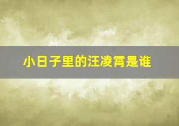 小日子里的汪凌霄是谁