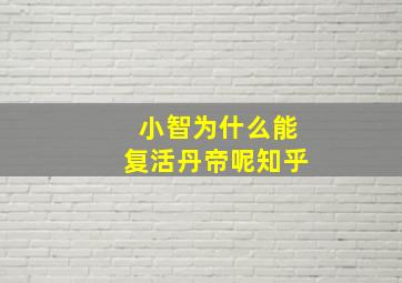 小智为什么能复活丹帝呢知乎