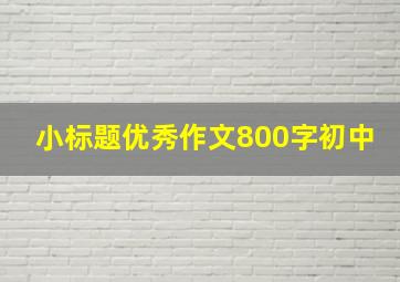 小标题优秀作文800字初中