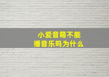 小爱音箱不能播音乐吗为什么