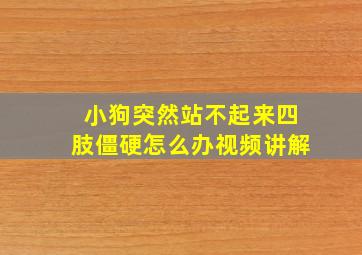 小狗突然站不起来四肢僵硬怎么办视频讲解