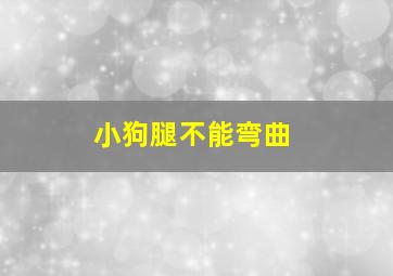 小狗腿不能弯曲