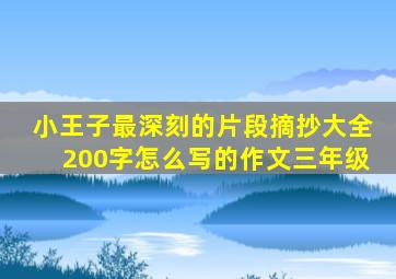 小王子最深刻的片段摘抄大全200字怎么写的作文三年级