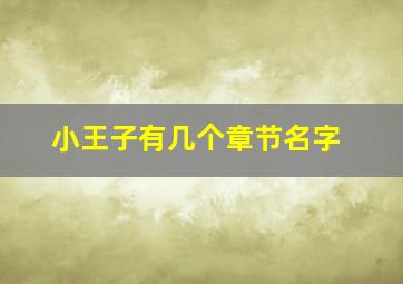 小王子有几个章节名字