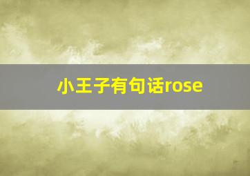 小王子有句话rose