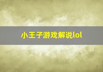 小王子游戏解说lol