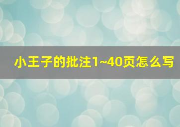 小王子的批注1~40页怎么写