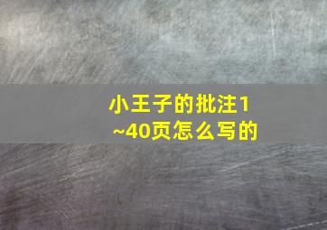 小王子的批注1~40页怎么写的